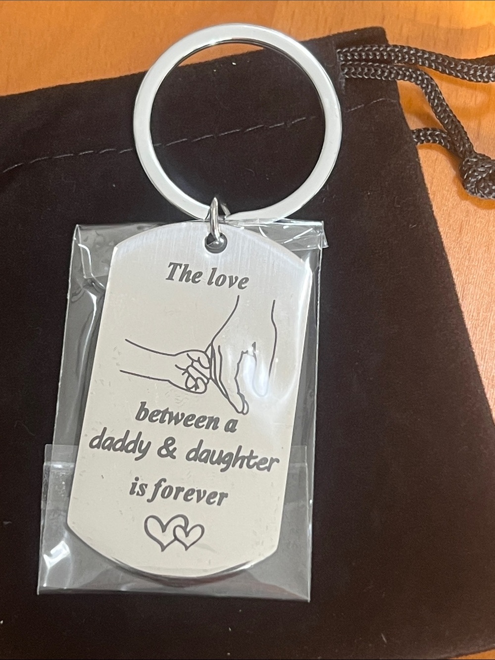 New Daddy & Daughter Forever Engraved Metal Keychain - Silver